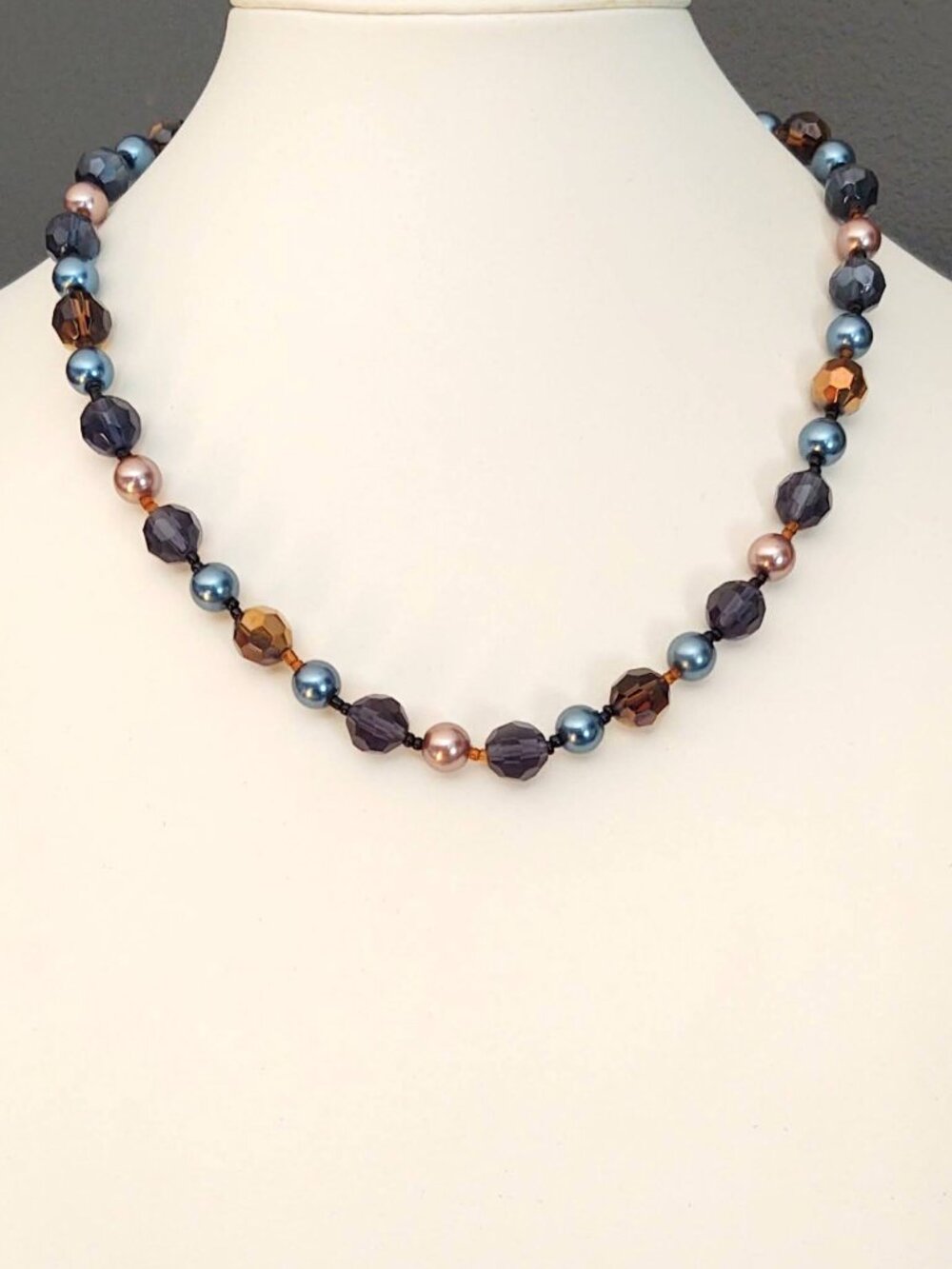 EsMor glass, faux pearls & seed bead necklace